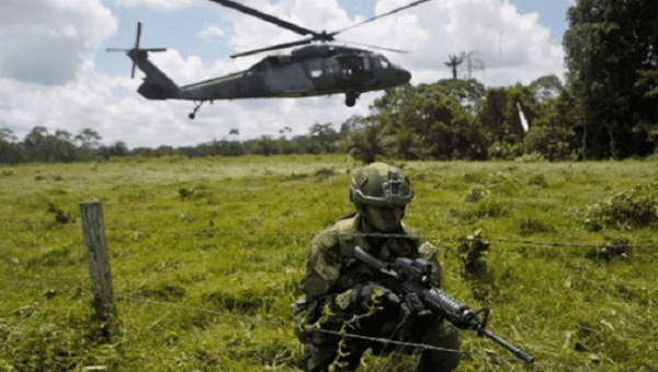The Colombian military at the border with Ecuador. 