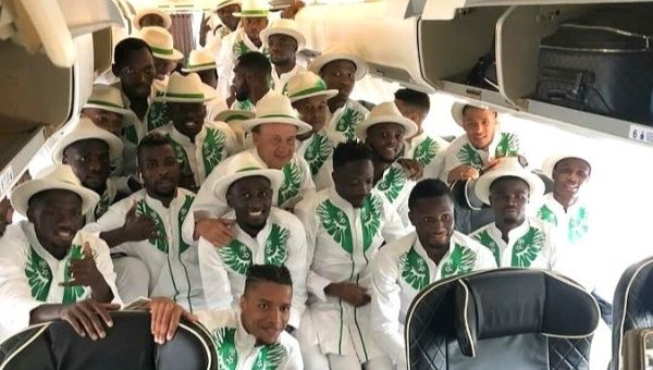 Nigeria's 'Super Eagles' decked out in traditional wear.