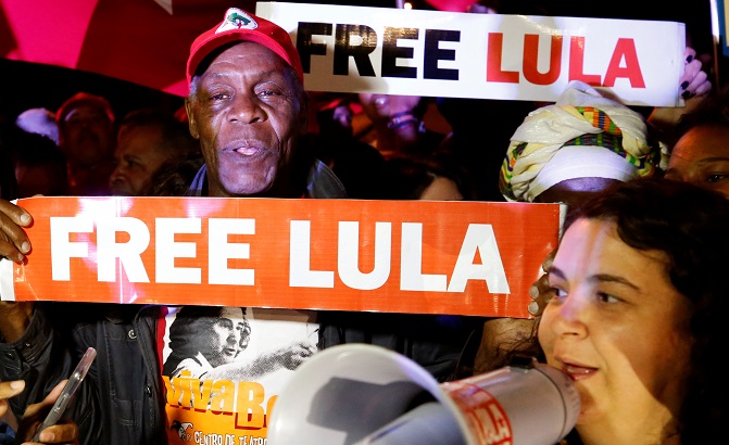 U.S. actor Danny Glover attends a demonstration in support of former Brazilian President Luiz Inacio Lula da Silva at a camp near the Federal Police headquarters, where Lula is imprisoned, in Curitiba, Brazil May 30, 2018