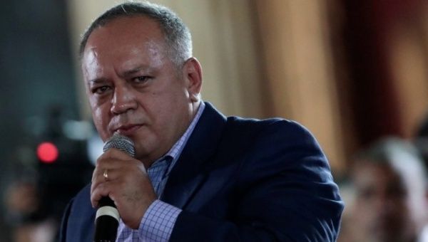  National constituent assembly's member Diosdado Cabello speaks during a session of the assembly at Palacio Federal Legislativo in Caracas, Venezuela.