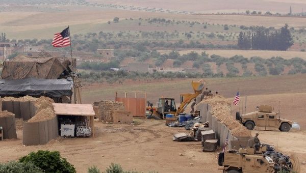 U.S. forces set up a new base in Manbij, Syria, on May 8, 2018.