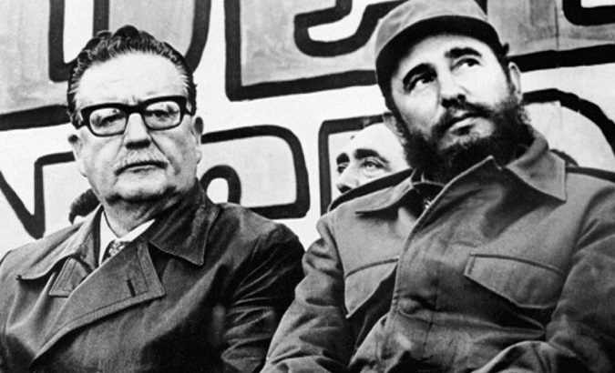 Salvador Allende and Fidel Castro.