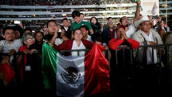 AMLO supporters at the closing campaign rally at the Azteca stadium, in Mexico City, Mexico June 27, 2018. 