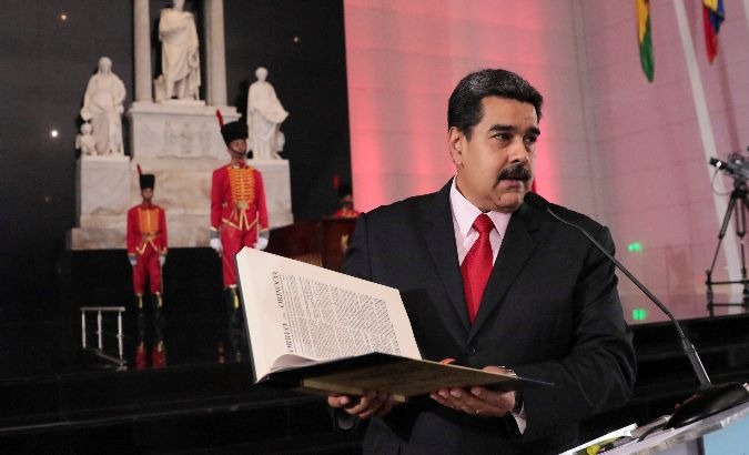 Venezuelan President Nicolas Maduro speaks during the national journalist award ceremony.