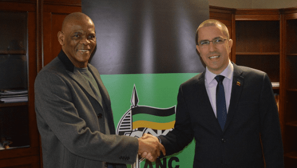 The African National Congress Secretary General Ace Magashule and Venezuelan Foreign Minister Jorge Arreaza.