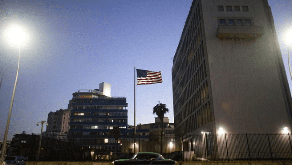 Dusk a the U.S. Embassy in Havana, Cuba, January 12, 2017