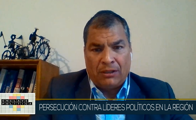 Ecuador's former President Rafael Correa in teleSUR's program 