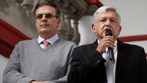 Mexico's President-elect Andres Manuel Lopez Obrador and his designated foreign minister Marcelo Ebrard hold a news conference in Mexico City, Mexico July 10, 2018.