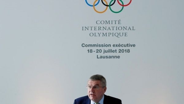 Thomas Bach, president of the International Olympic Committee, at the meeting in Lausanne, Switzerland, July 18, 2018. 