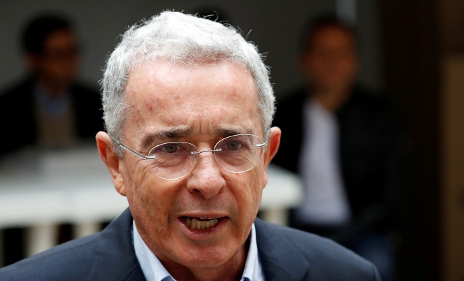 Senator Alvaro Uribe presented his resignation Tuesday.