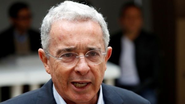 Senator Alvaro Uribe presented his resignation Tuesday.