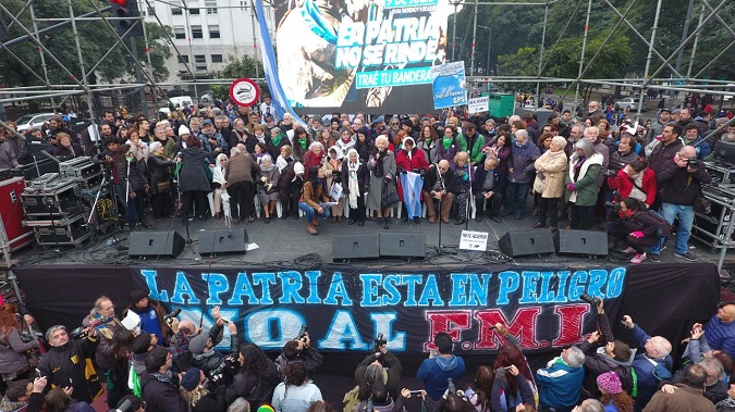 Teachers Unions in Argentina protest during a strike earlier this month on July 10, 2018.