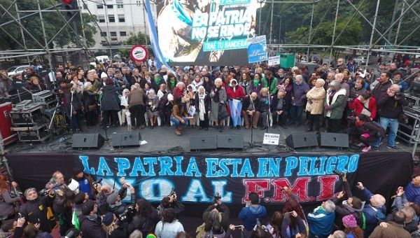 Teachers Unions in Argentina protest during a strike earlier this month on July 10, 2018.