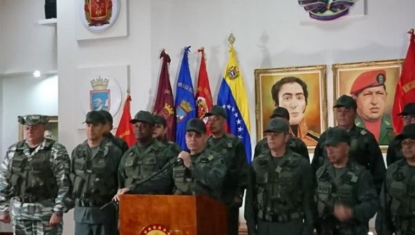Venezuelan Defense Minister Vladimir Padrino provides a statement on Saturday's attack against President Maduro. 