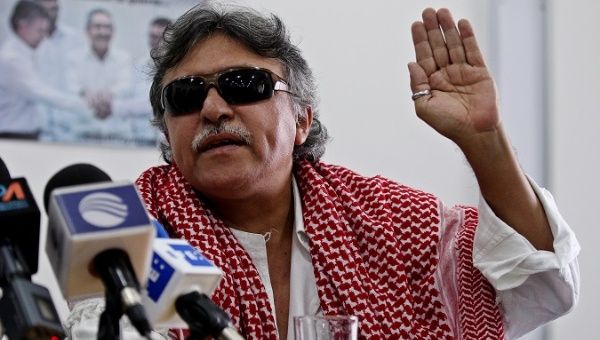 Jesus Santrich during peace negotiations in 2016.