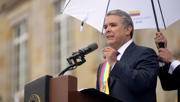 Colombia's Government has announced a new tax structure. President Ivan Duque during the swearing-in ceremony, August 7, 2018.