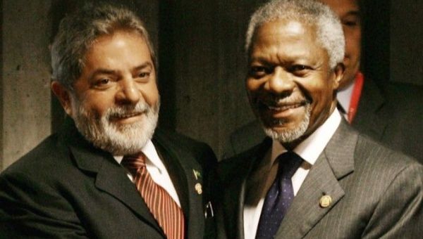 Former Brazilian President Lula with former UN General-Secretary Kofi Annan.