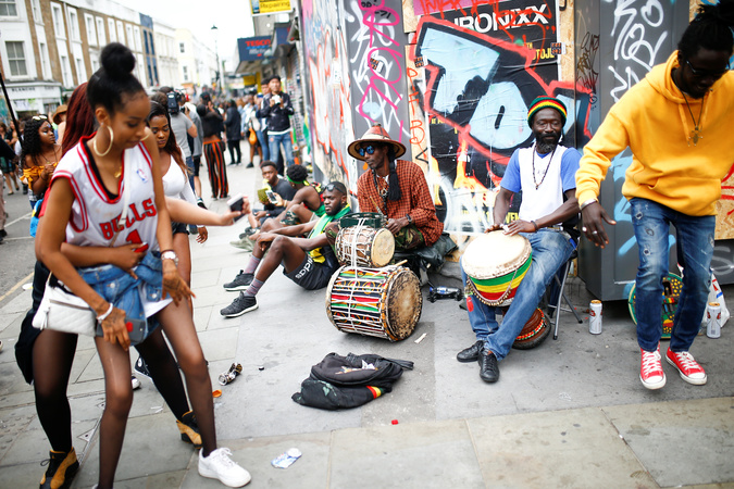 Revellers take part in the Notting Hill Carnival.