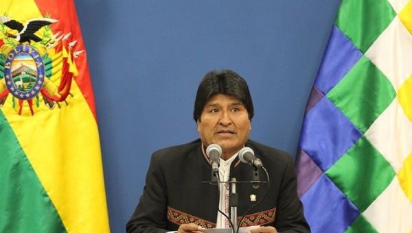 President Evo Morales announces countersuit at ICJ during a press conference Friday. 