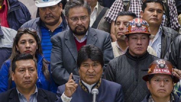 President Evo Morales in a press conference on Sept, 4, 2018.