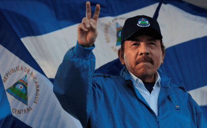 Nicaraguan President Daniel Ortega during a march called 