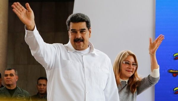 Venezuela's President Nicolas Maduro attends an event with foreign migrants living in Venezuela, in Caracas.