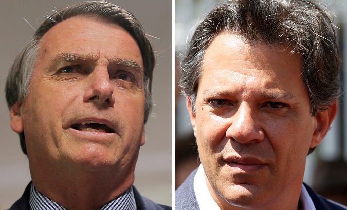 Jair Bolsonaro (L) and Fernando Hadad (R) are leading the presidential elections.
