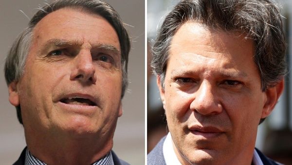 Jair Bolsonaro (L) and Fernando Hadad (R) are leading the presidential elections.