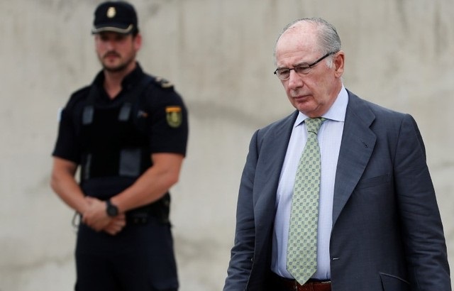 Former IMF chief Rodrigo Rato after testifiying in the Gurtel corruption case at the high court in San Fernando de Henares, outside Madrid, Spain Jun. 20, 2017.