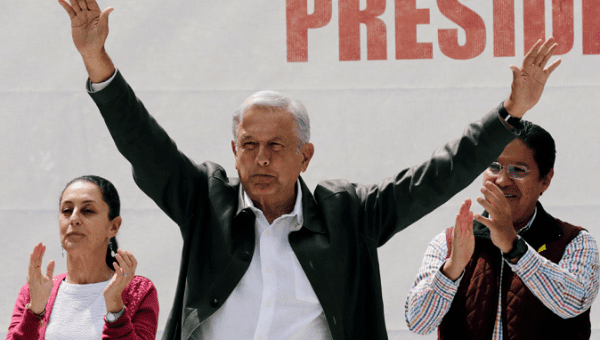 President-elect Andres Manuel Lopez Obrador thanks supporters for his election victory, Mexico City, Sept. 29, 2018.