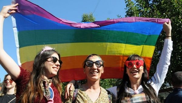 People take part in the second lesbian, gay, bisexual and transgender (LGBT) Pride Parade in Pristina, Kosovo October 10, 2018.