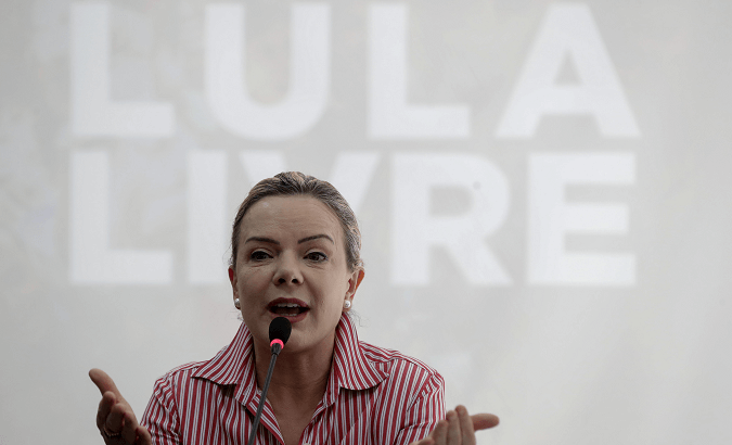 Senator and president of the Workers' Party Gleisi Hoffmann.