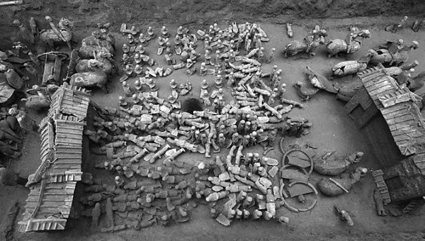 300 2,100-year-old miniature terracotta sculptures were found in China.