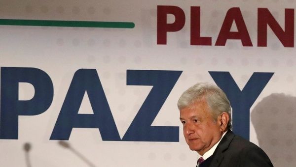 President-elect Andres Manuel Lopez Obrador prepares to detail his security plan to the media, in Mexico City, Mexico Nov. 14, 2018.