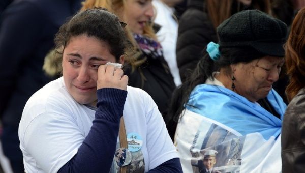 Relatives of the submarine crew during a ceremony to commemorate the tragedy in Mar del Plata, Argentina on Nov. 15, 2018.