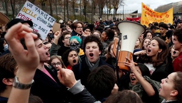 Students across France have joined anti-government protests.