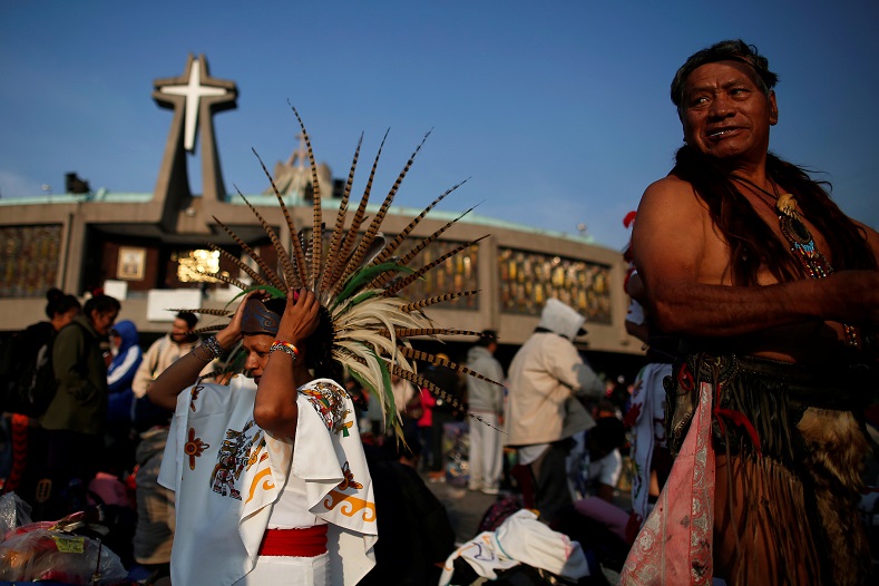 Because of its Indigenous origins, it's common to see people dancing in Guadalupe's honor, wearing traditional outfits and often others recreated, during the pilgrimage in honour of the Virgin of Guadalupe, patron saint of Mexican Catholics, in Mexico City, Mexico December 12, 2018.