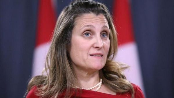 Canada’s Foreign Minister Chrystia Freeland speaks during a news conference in Ottawa, Ontario, Canada, Dec.12, 2018.