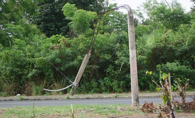A light post seen in Puerto Rico a year after Hurricane Maria. August 29, 2018.