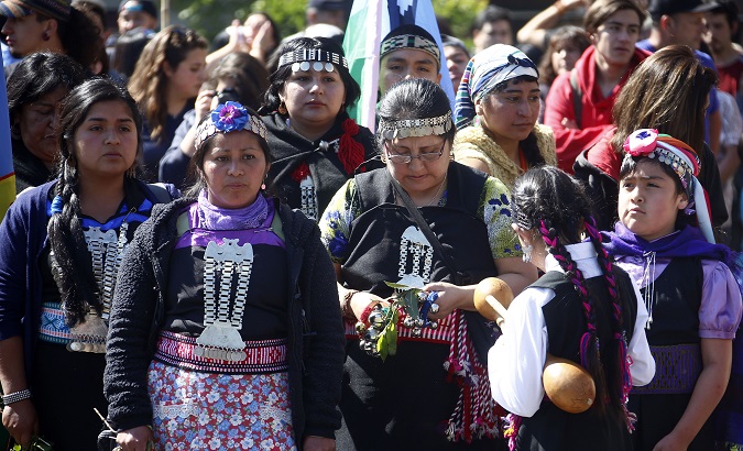 A demonstration for the resistance of the Mapuche in Santiago de Chile, Chile, Oct. 10, 2016.
