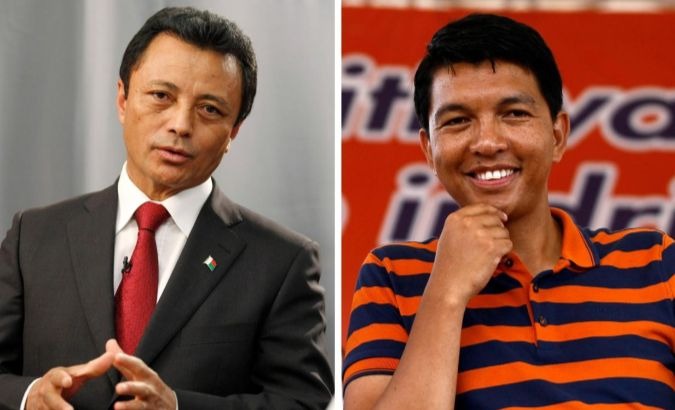 Ex presidents and current candidates, Marc Ravalomanana (L) and Andry Rajoelina