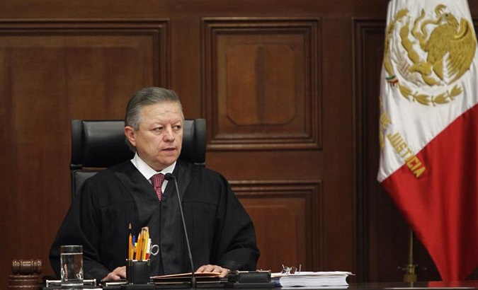 Magistrate Arturo Zaldivar during his swear in ceremony as President of the Supreme Court of Justice in Mexico City. Jan. 2, 2019.