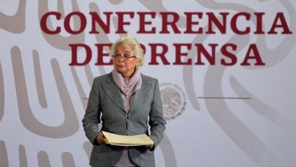 Interior Minister Olga Sanchez at a press conference Tuesday.