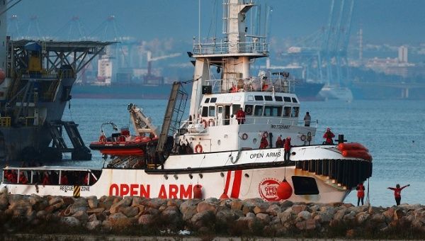 Proactiva Open Arms' rescue boat is seen docked with migrants rescued in central Mediterranean Sea, at the Center for Temporary Assistance to Foreigners (CATE) in the port of Algeciras, in Campamento, Spain December 28, 2018. 