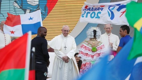 Pope Francis attends the opening ceremony for World Youth Day at the Coastal Beltway in Panama City, Panama January 24, 2019.