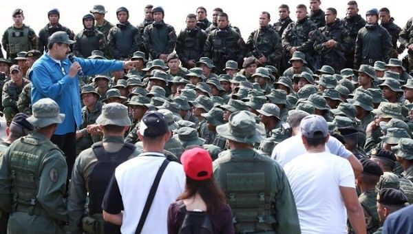 President Nicolas Maduro visits naval forces. 