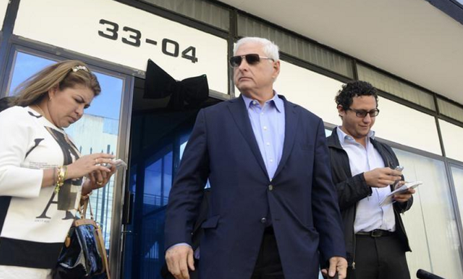 Panama's former president Ricardo Martinelli outside the Central American Parliament (PARLACEN) in Guatemala City Jan. 29, 2015.