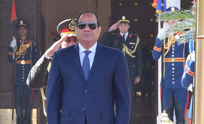 President Abdel Fattah el-Sisi attends a welcoming ceremony in Cairo, Egypt, Jan. 27, 2019