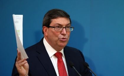 Cuban Foreign Minister Bruno Rodríguez speaks during a press conference in Havana Cuba, Tuesday Oct. 3, 2017