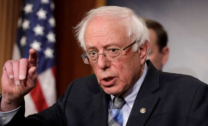 U.S. Senator Bernie Sanders speaks during a news conference on resolution in Yemen in Capitol Hill, Washington, U.S., January 30, 2019.